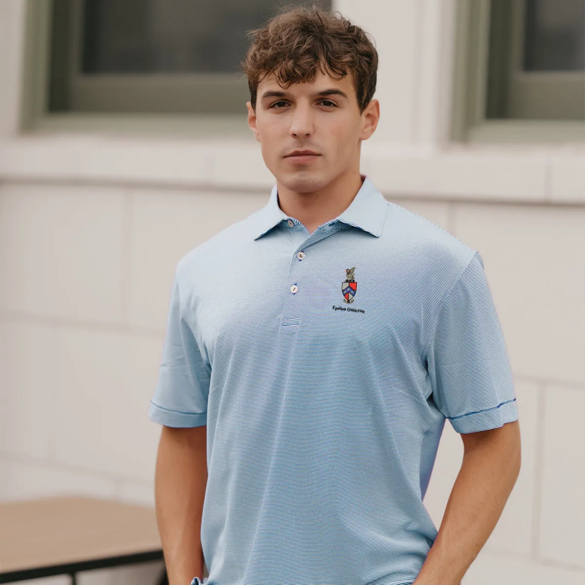 Beta Personalized Peter Millar Jubilee Stripe Stretch Jersey Polo