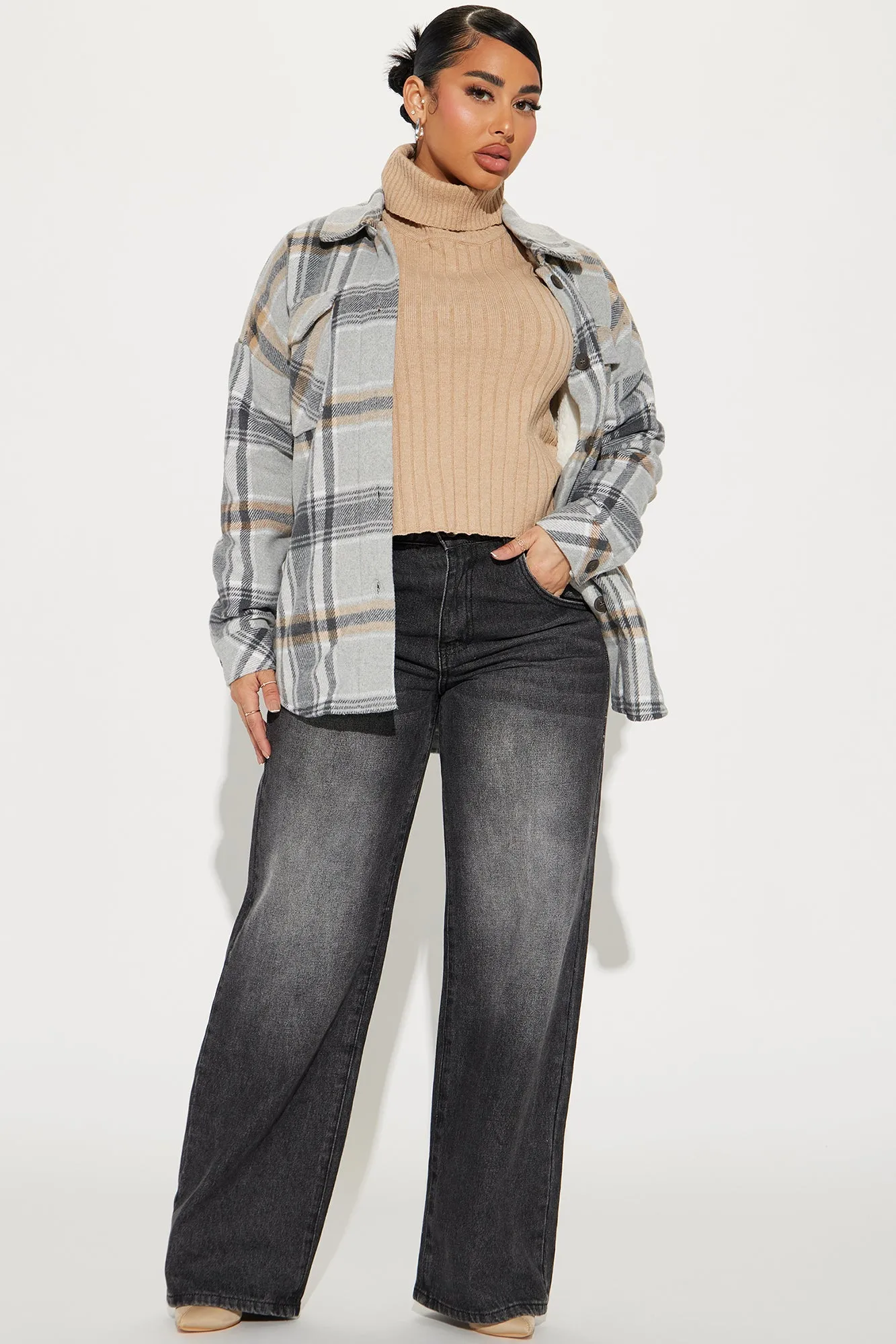 Better This Way Plaid Jacket - Grey/combo