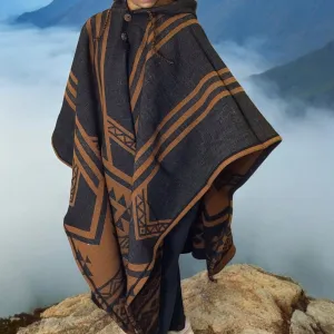 Black and Brown Pure Llama wool Ponchos