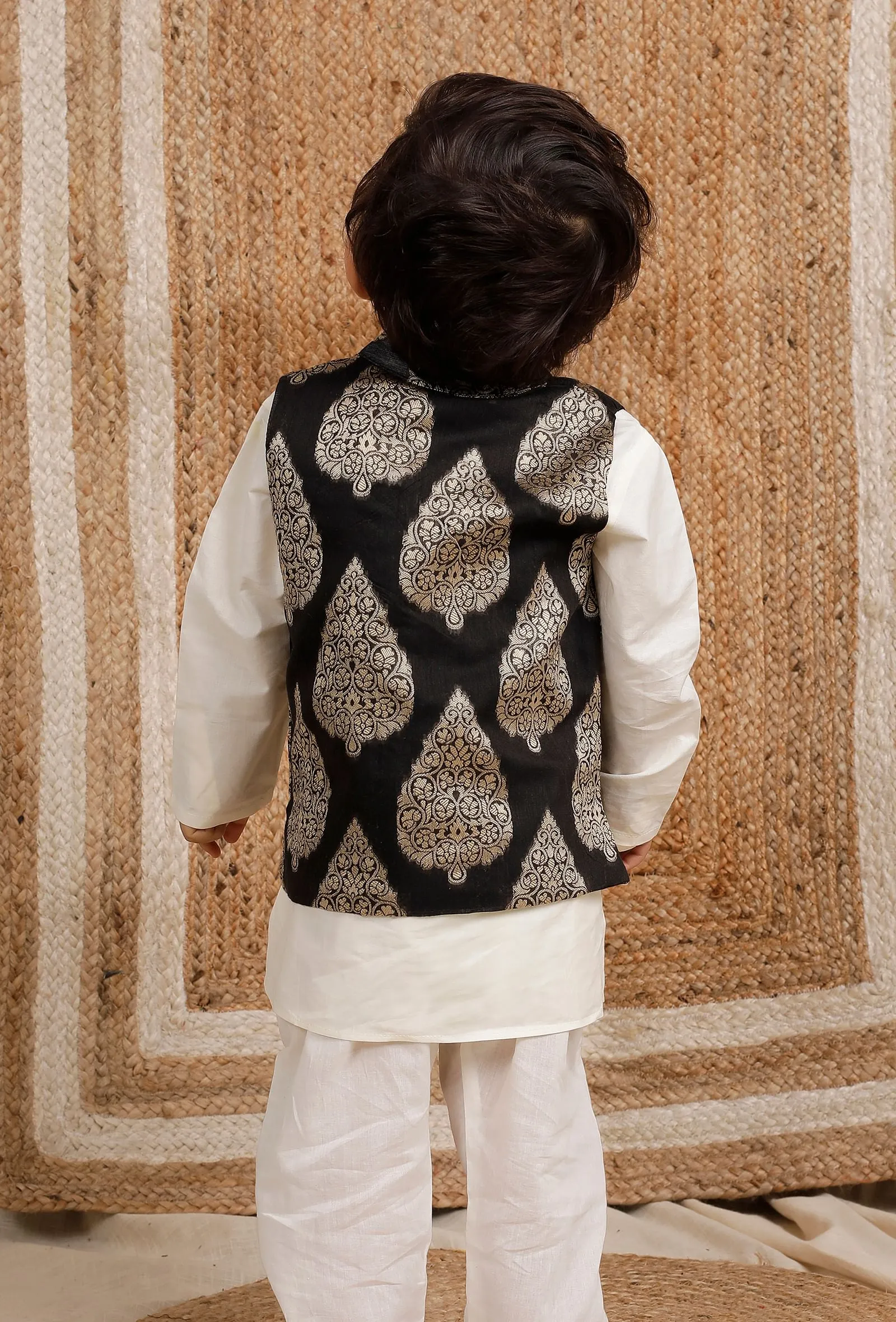 Black Brocade Nehru Jacket