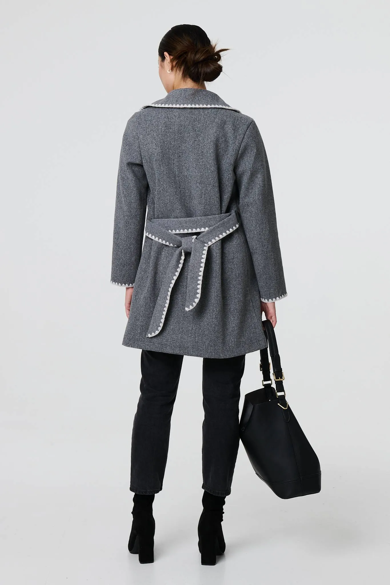 Blanket Stitch Coat with Belt