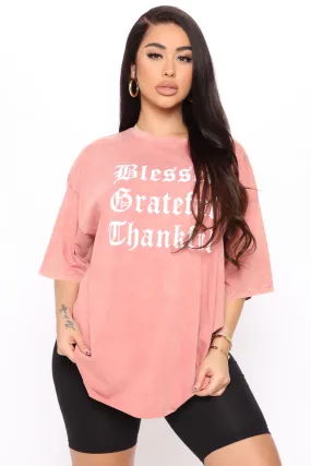 Blessed Above All Washed Top - Terracotta