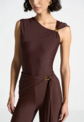 Bodysuit with Hardware Detail - Brown