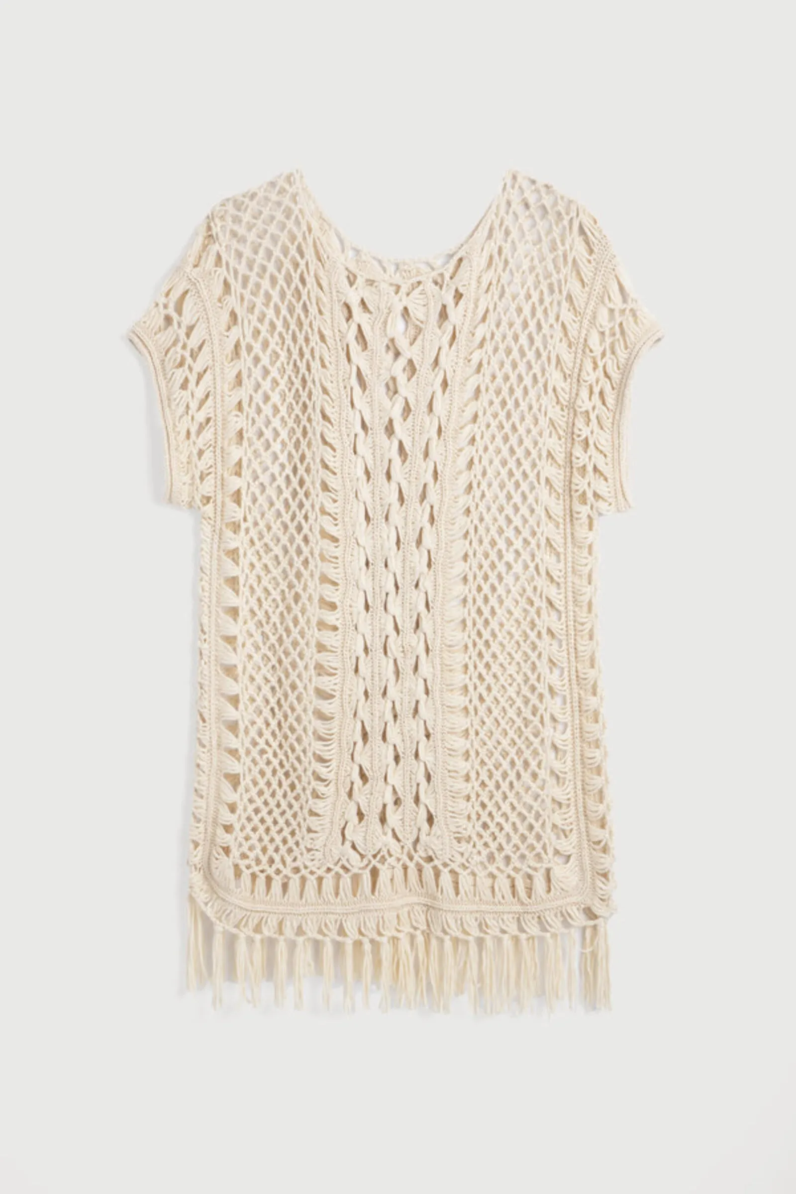 Bohemian Crochet Fringed Tunic