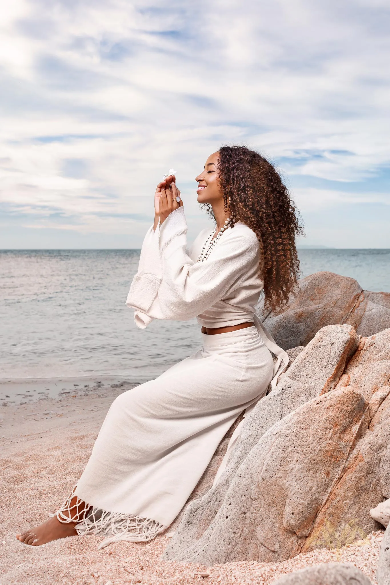 Boho Wrap Top • Wide Sleeve Crop Top • Organic Kimono Blouse