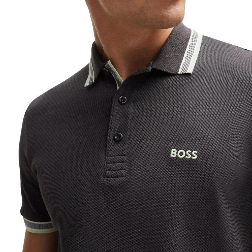 BOSS Paddy Cotton Pique Golf Shirt - Charcoal