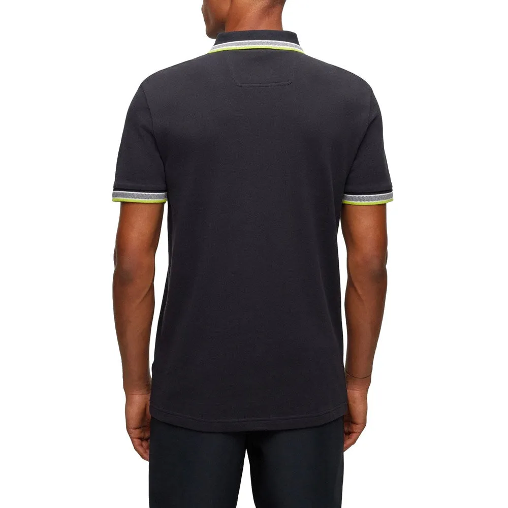 Boss Paddy Cotton Pique Polo - Charcoal/ Green