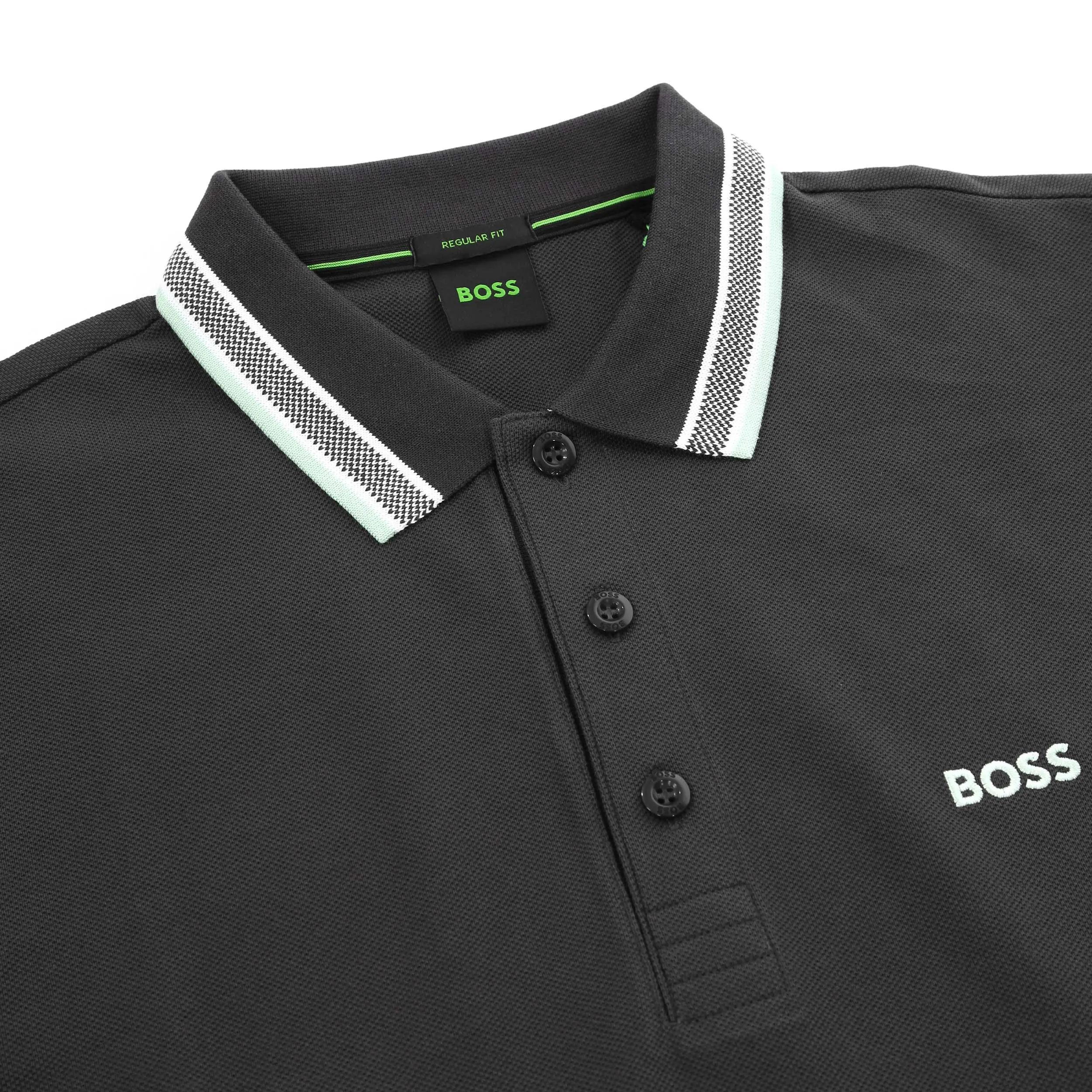 BOSS Paddy Polo Shirt in Charcoal & Mint