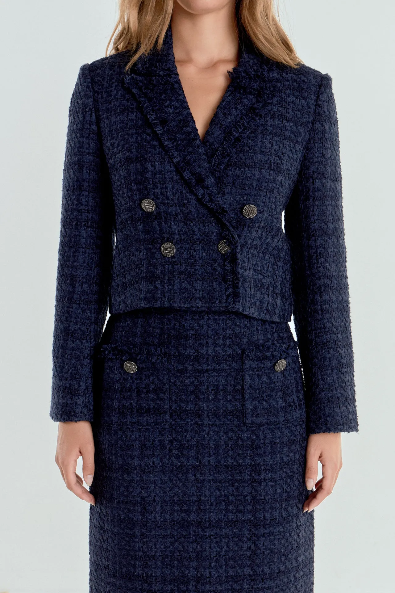 Boucle Tweed Double Breast Jacket