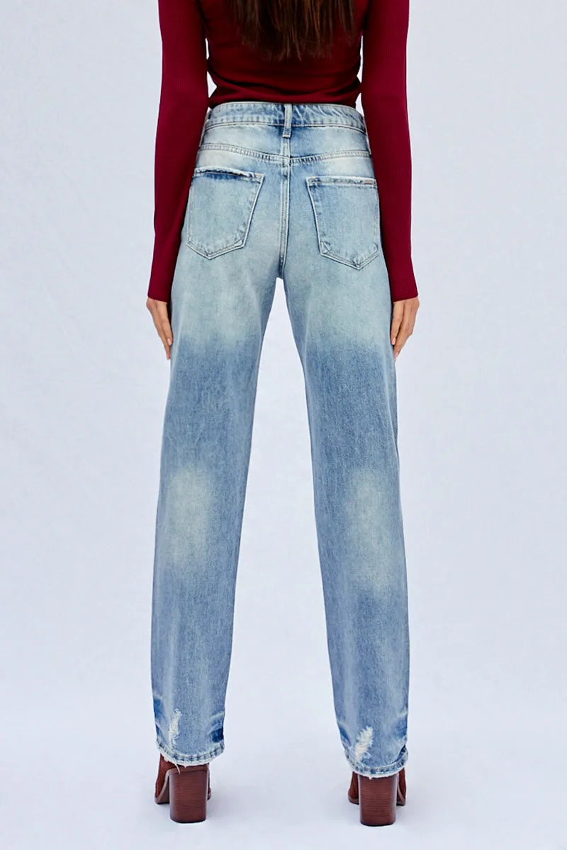 Breezy Friendly High Waisted Loose Straight Jeans