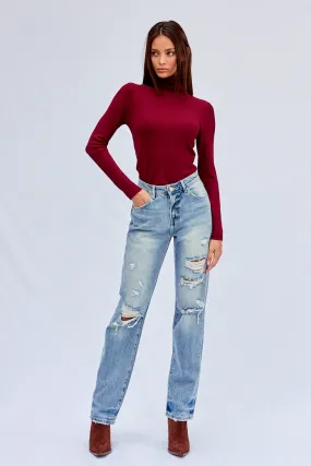 Breezy Friendly High Waisted Loose Straight Jeans