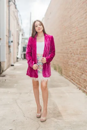 Buddy Love Heff Velvet Blazer Fuchsia