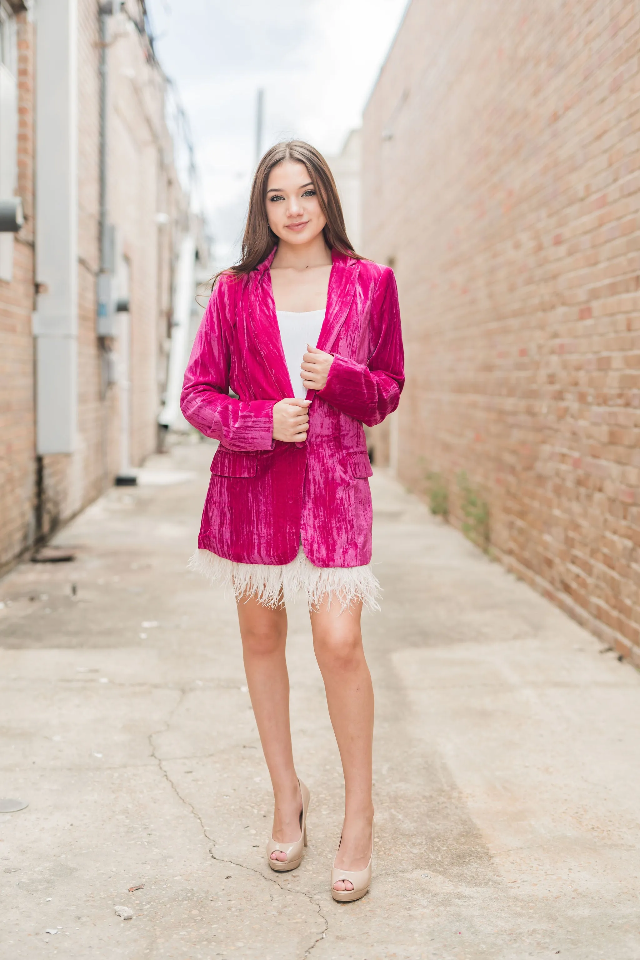 Buddy Love Heff Velvet Blazer Fuchsia