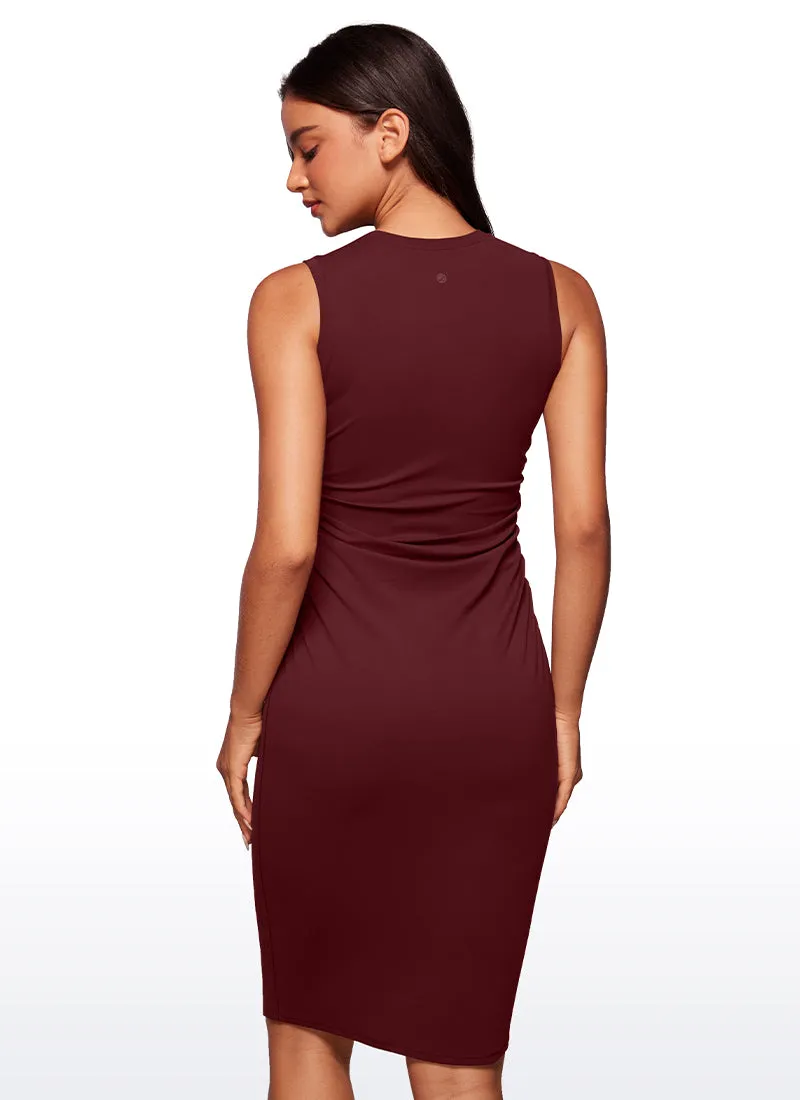 Butterluxe Ruched Bodycon Sleeveless Midi Dresses