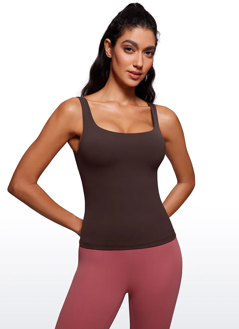 Butterluxe Waist Length Built-in Bra Tanks U Neck