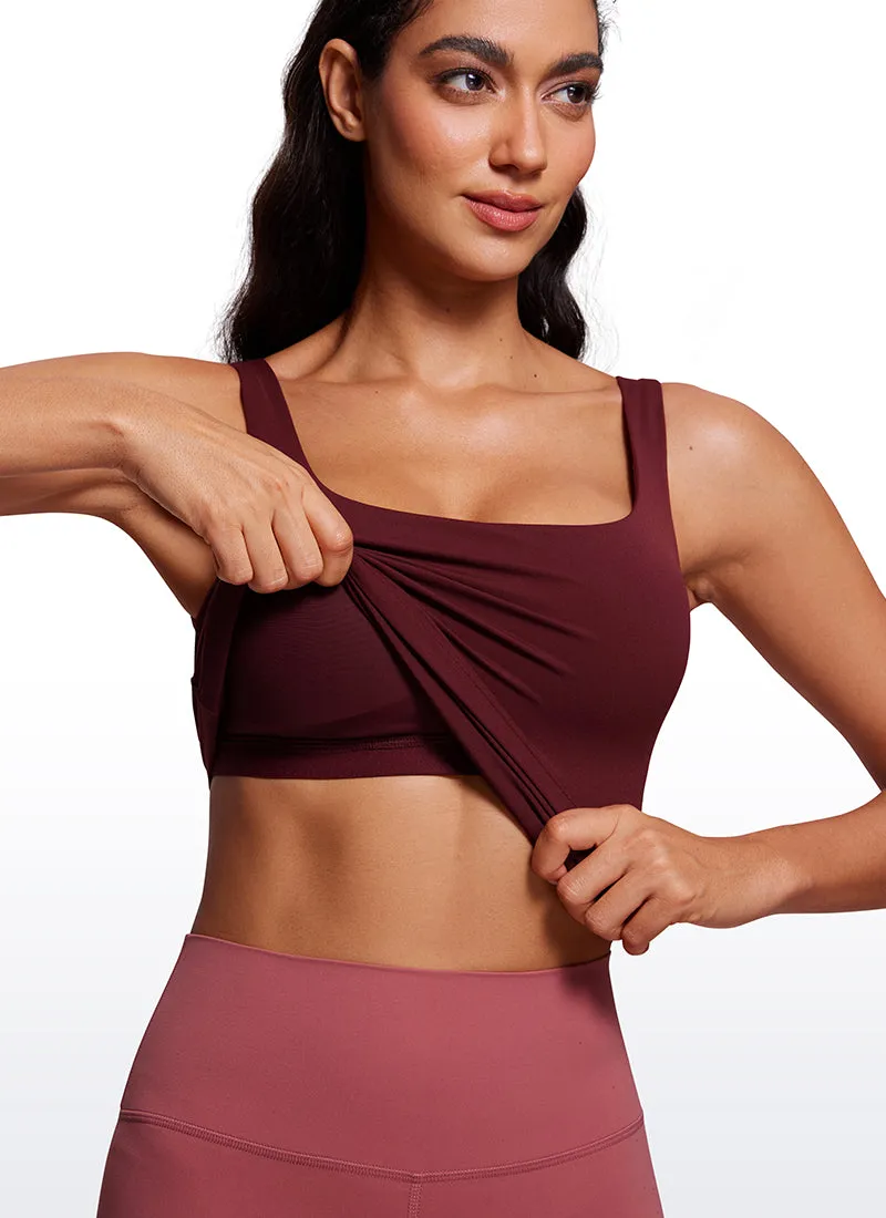 Butterluxe Waist Length Built-in Bra Tanks U Neck