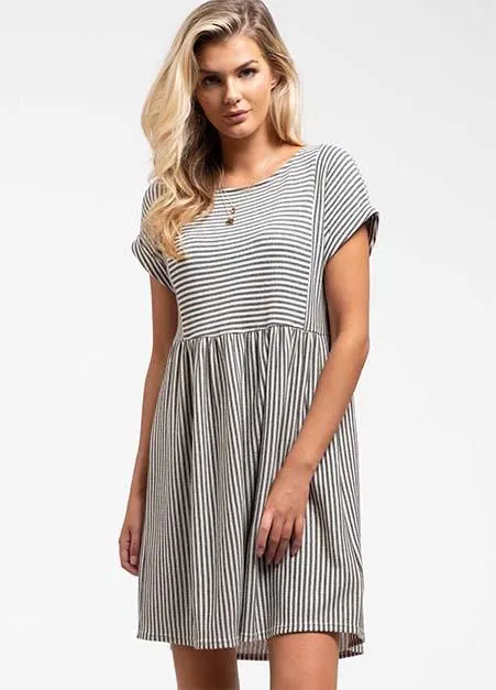 Button Back Striped Knit Dress