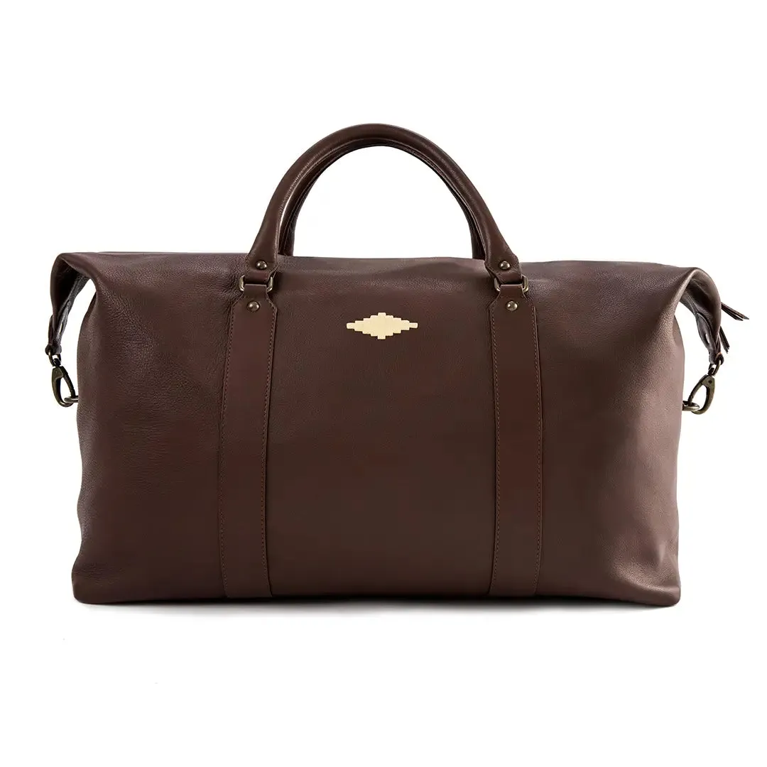 Caballero Large Travel Bag - Brown Leather w/ Cream Stitching by Pampeano