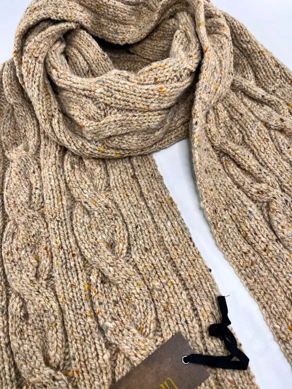 Cable and Rib Scarf – Sand Dune - Fisherman Out of Ireland