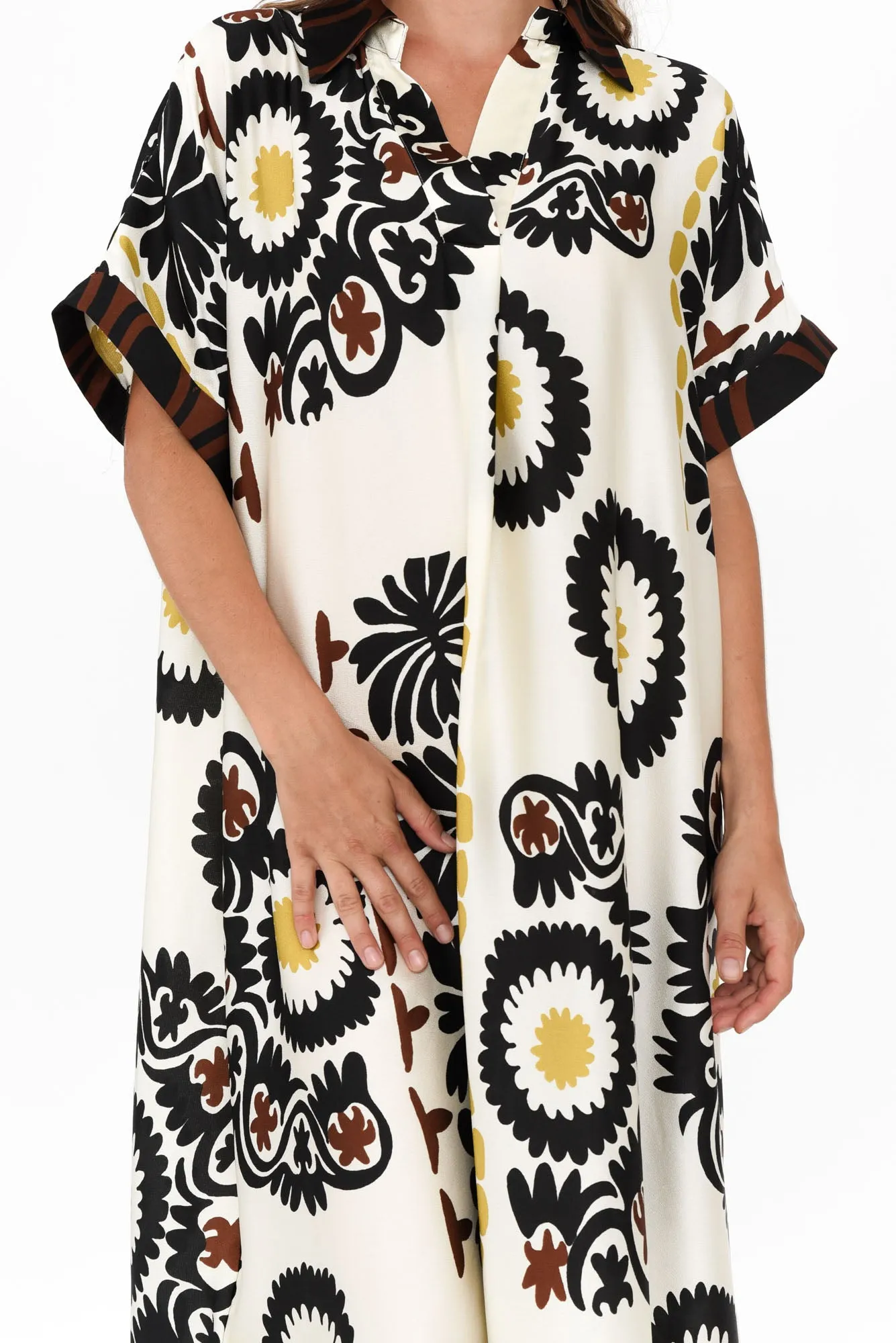 Canal Cream Abstract Tunic Dress