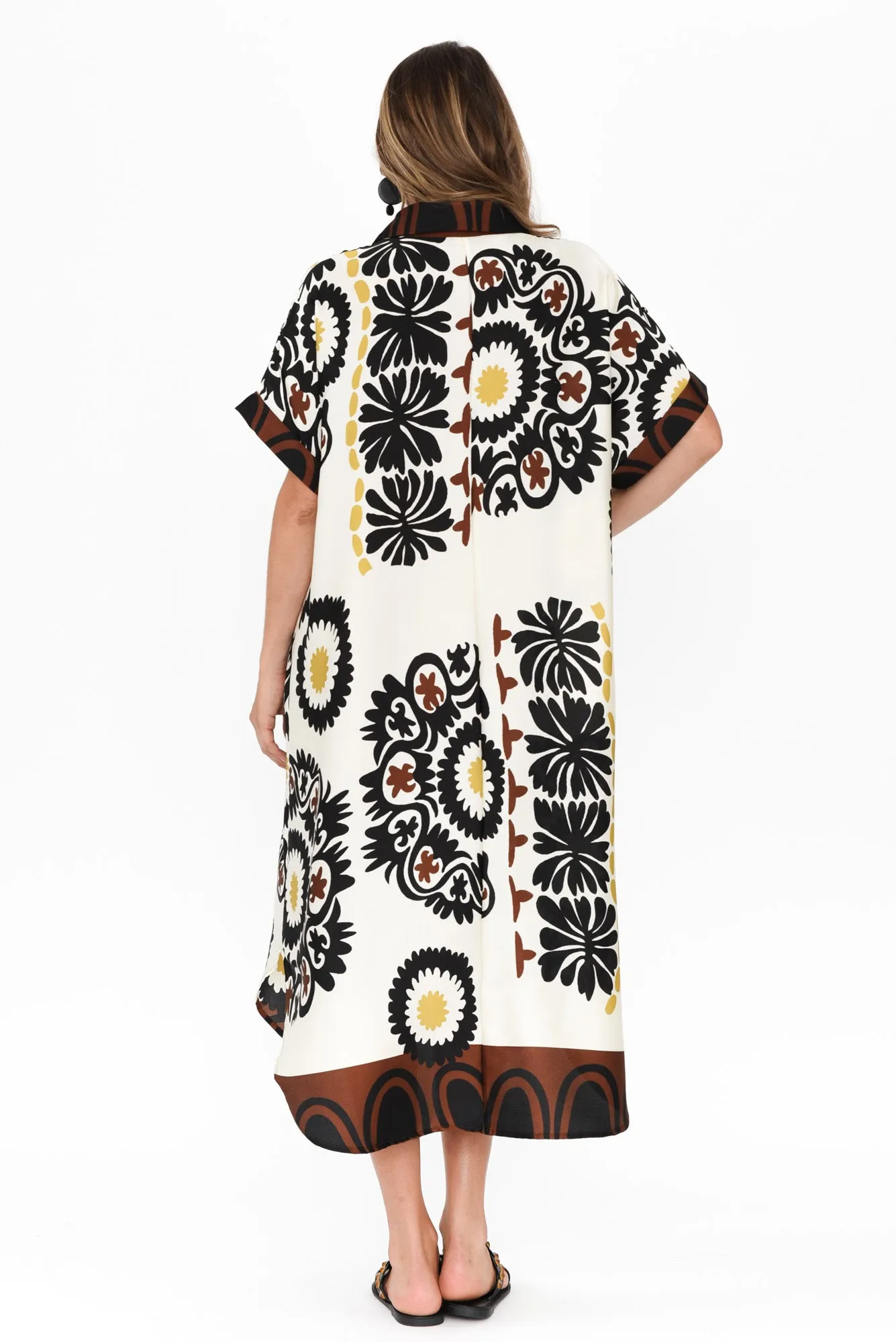 Canal Cream Abstract Tunic Dress