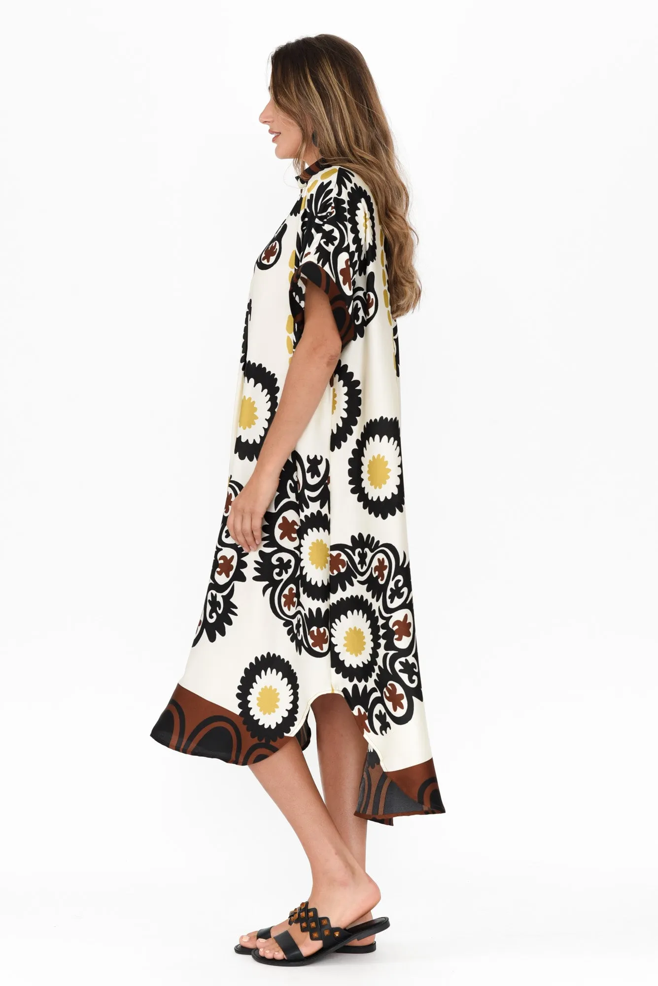 Canal Cream Abstract Tunic Dress