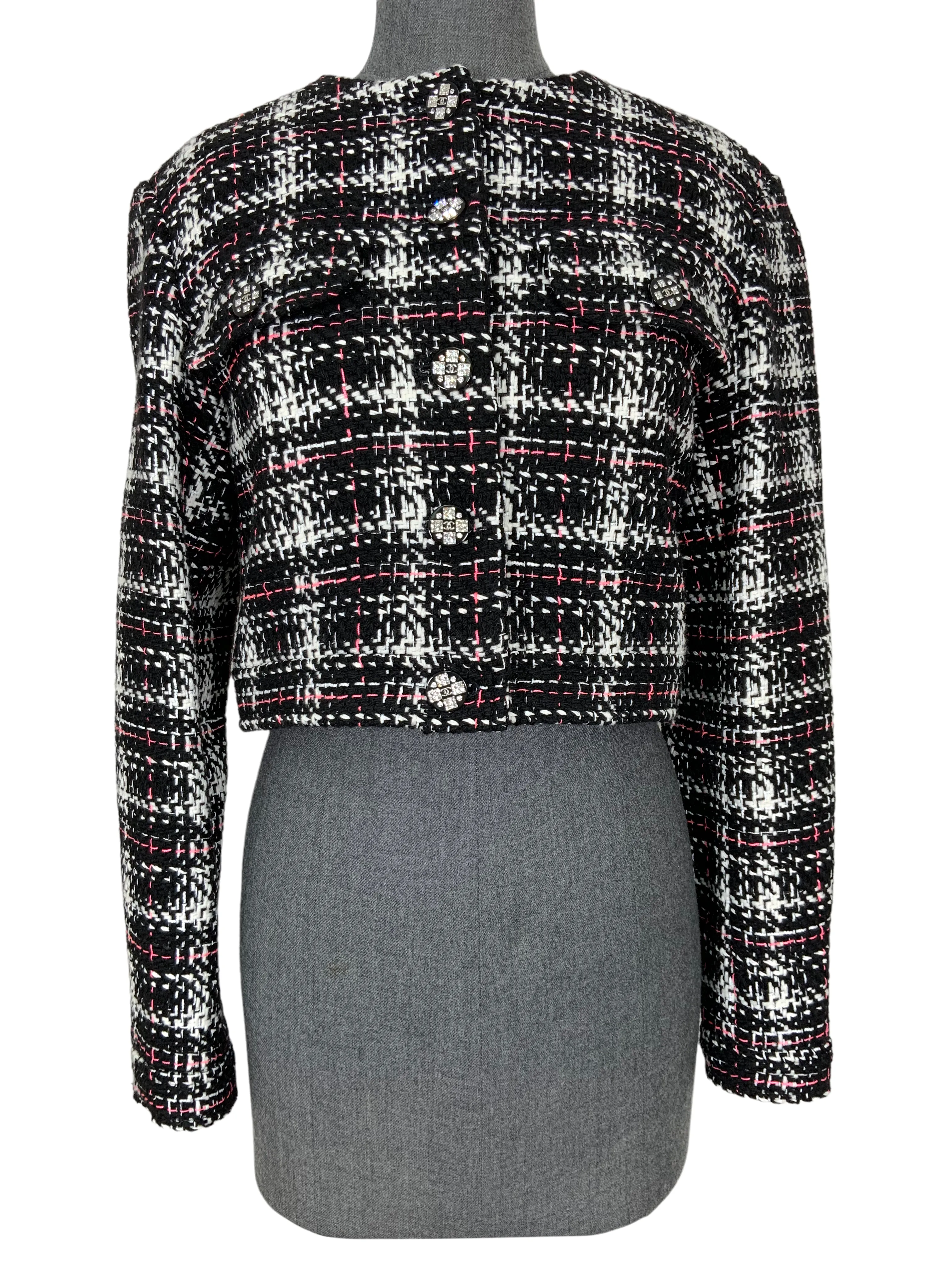 CHANEL Tweed Cropped Jacket Size M NEW