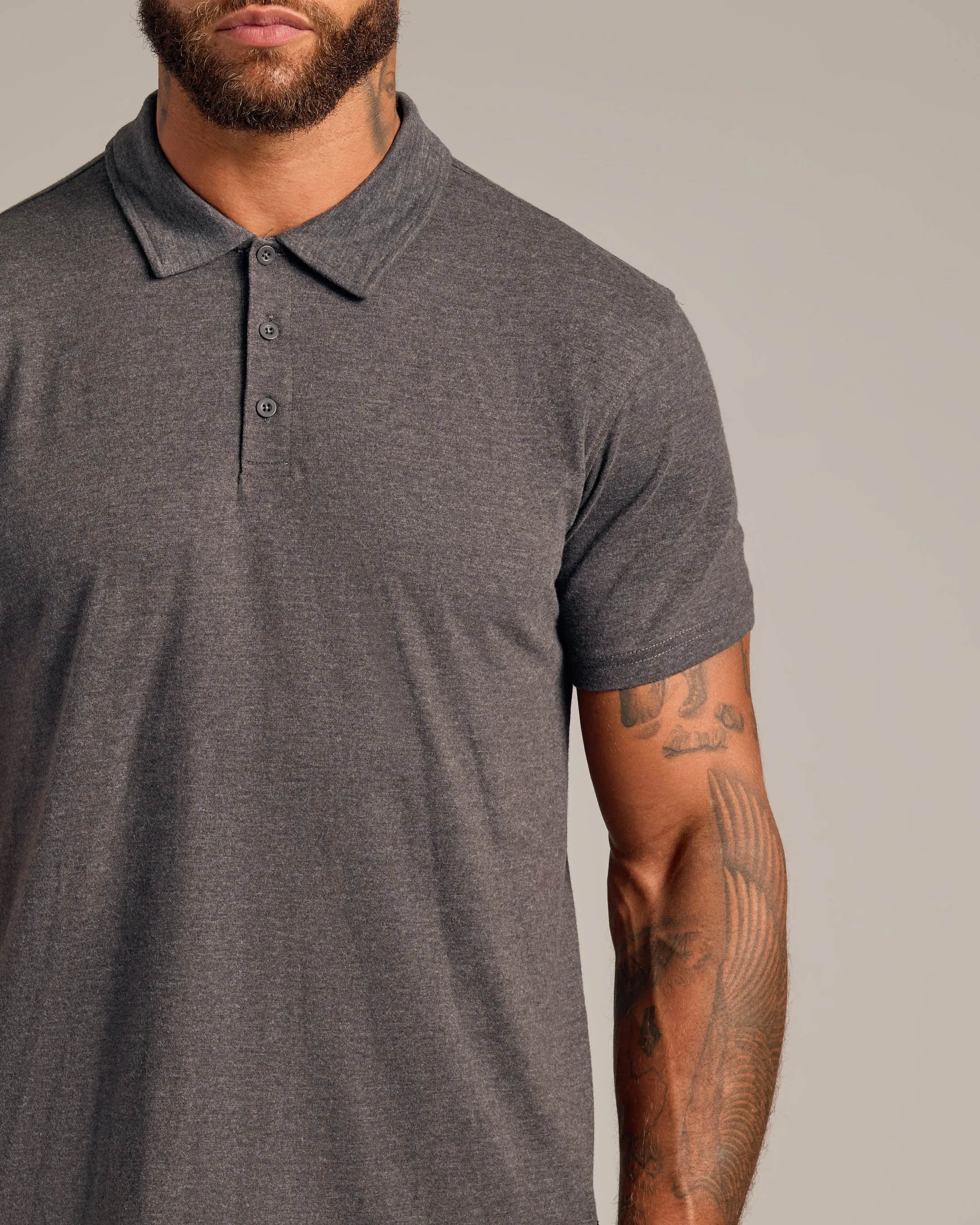 Charcoal Heather Gray Short Sleeve Polo