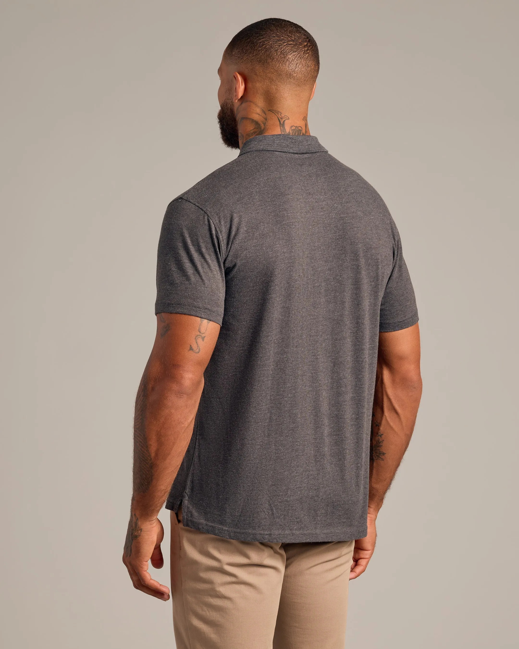 Charcoal Heather Gray Short Sleeve Polo