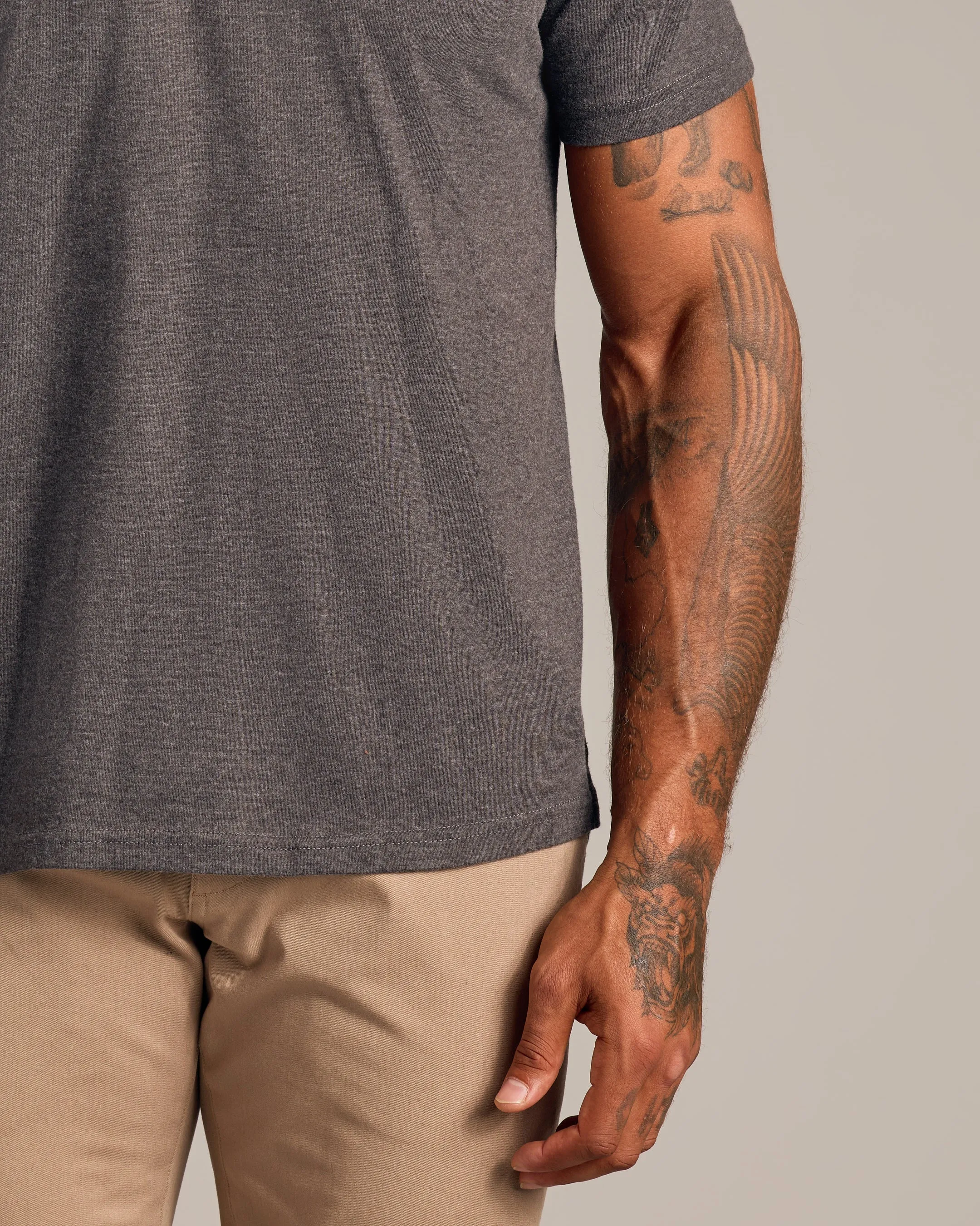 Charcoal Heather Gray Short Sleeve Polo