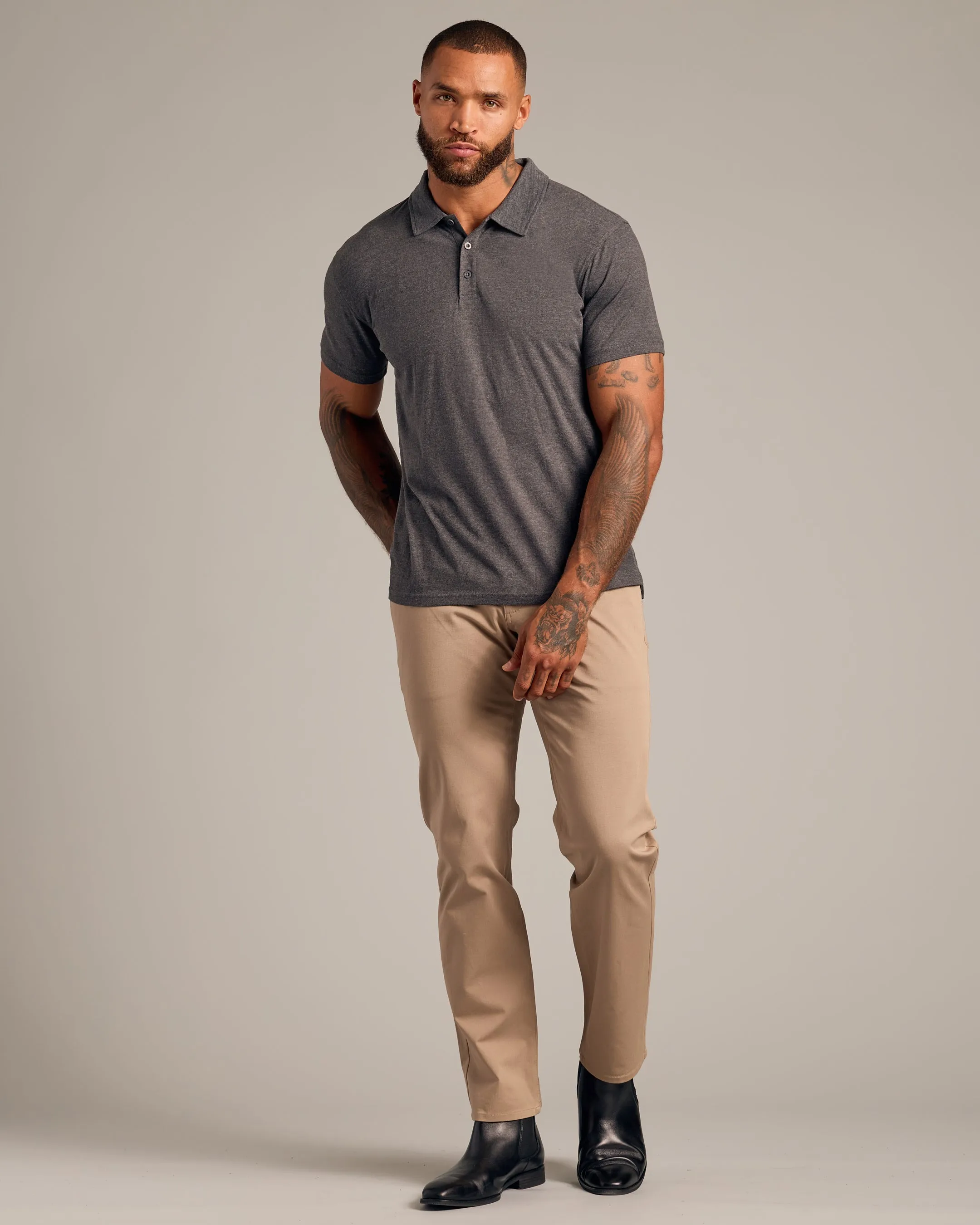 Charcoal Heather Gray Short Sleeve Polo