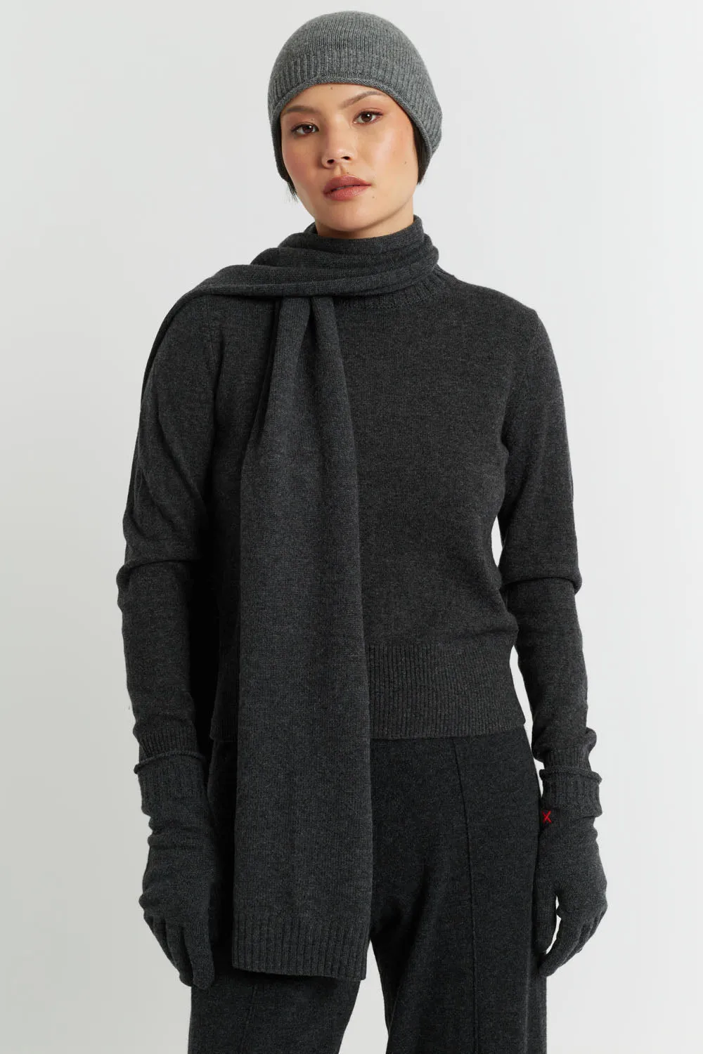 Charcoal Wool-Cashmere Scarf