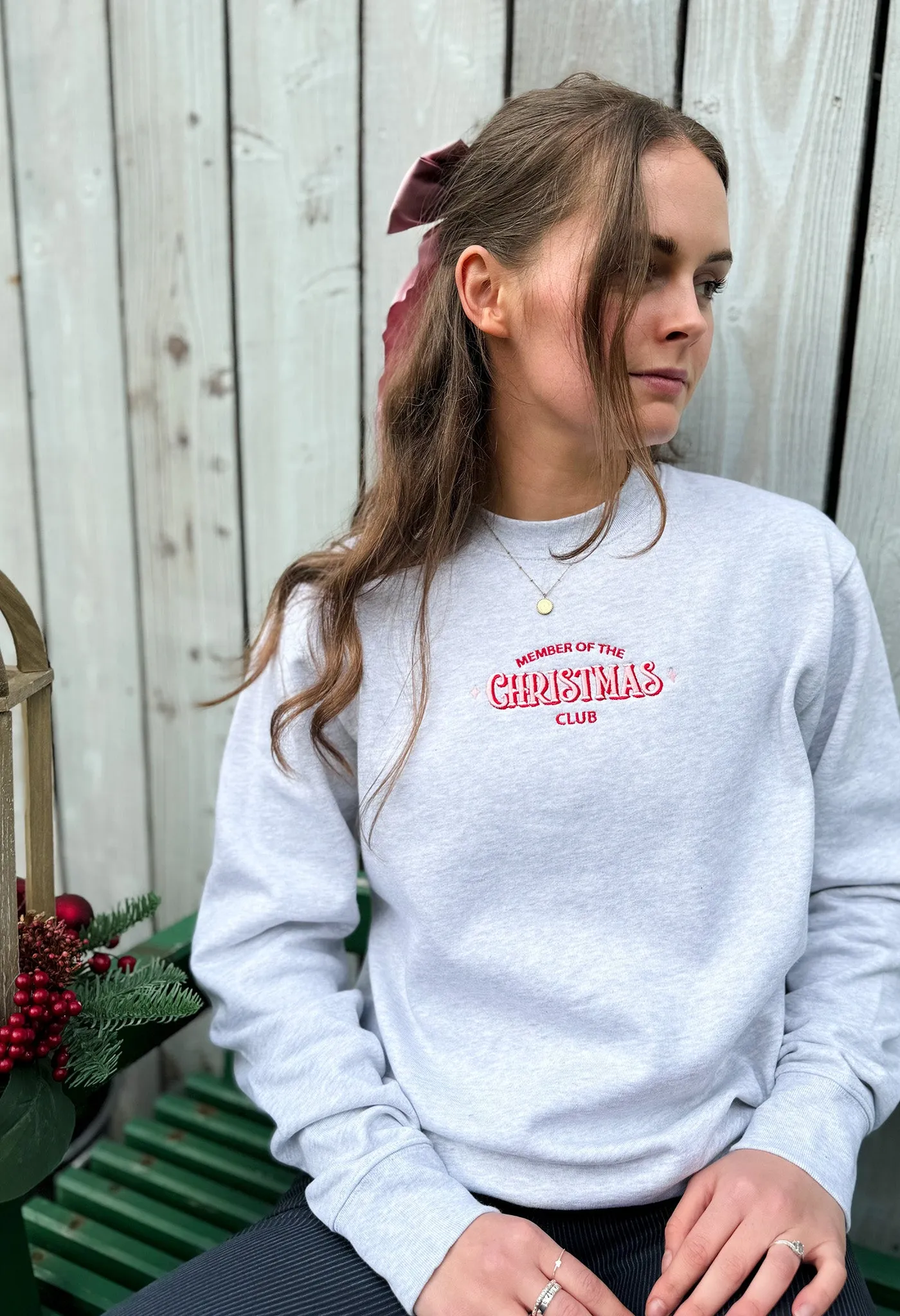 Christmas Club Embroidered Organic Cotton Sweatshirt