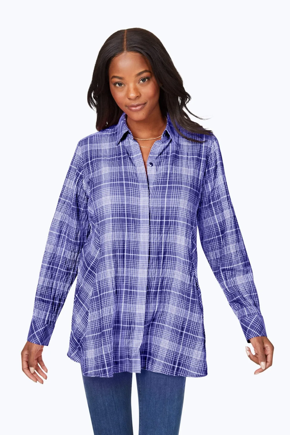 Cici Long Sleeve Plaid Perfection Tunic