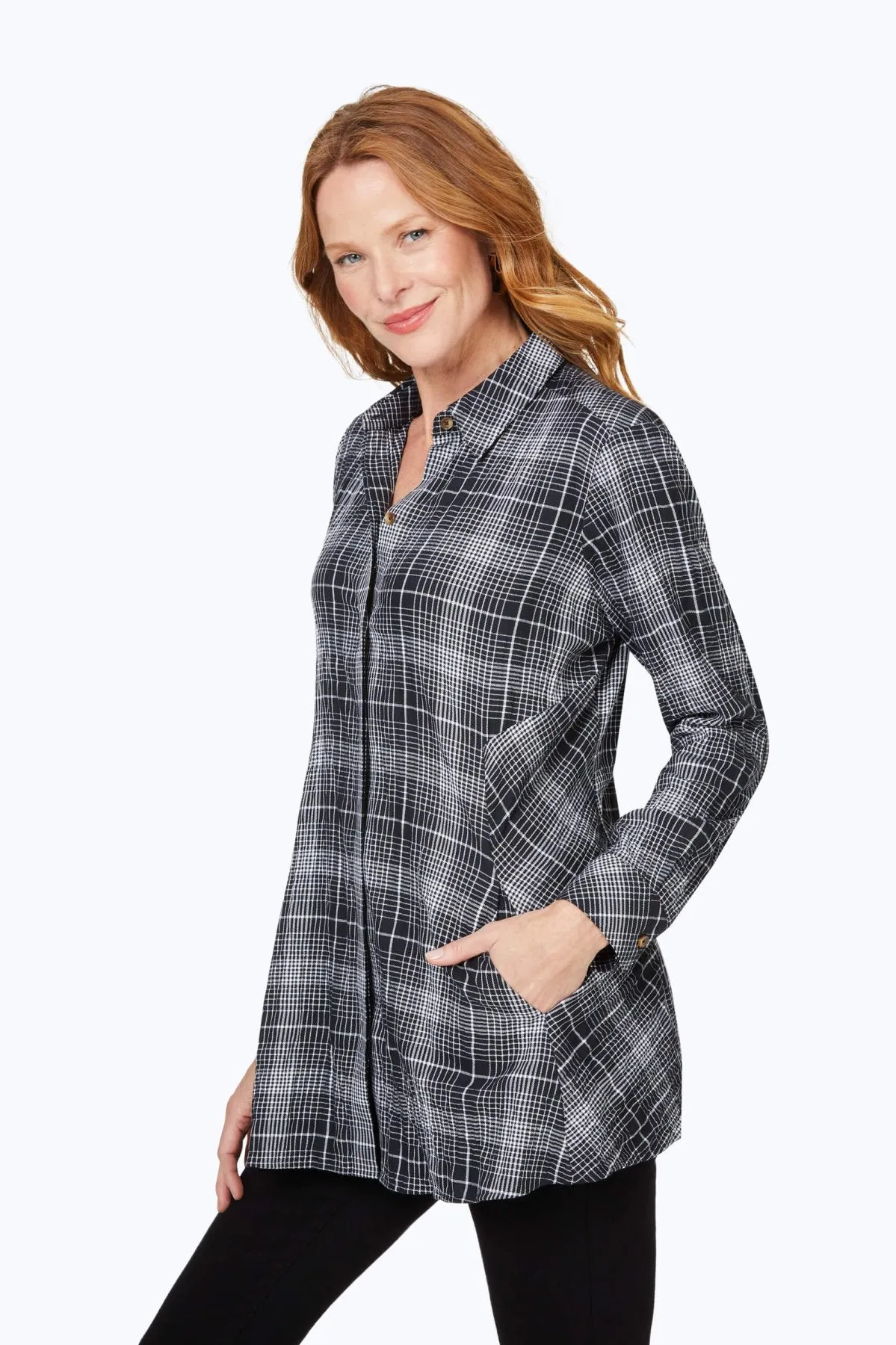 Cici Long Sleeve Plaid Perfection Tunic