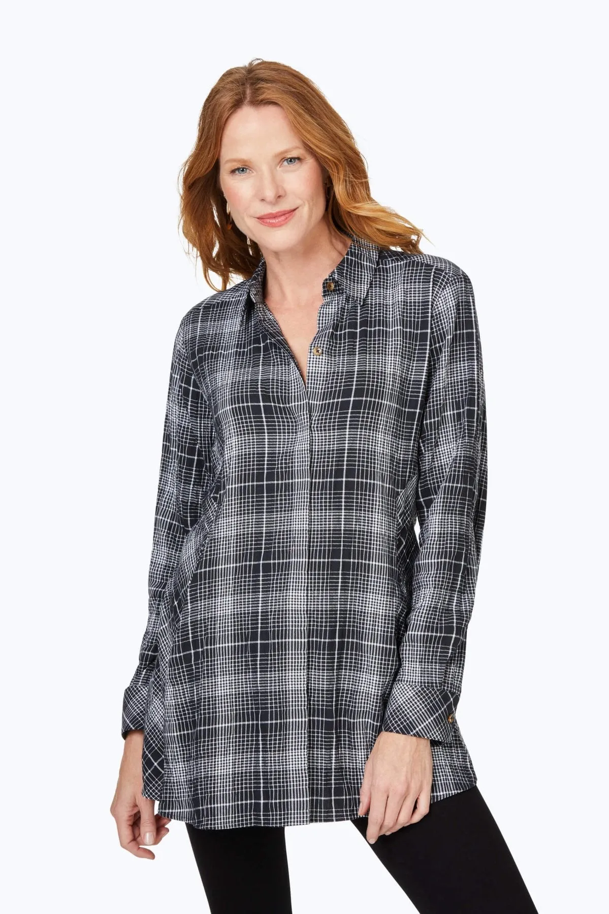 Cici Long Sleeve Plaid Perfection Tunic