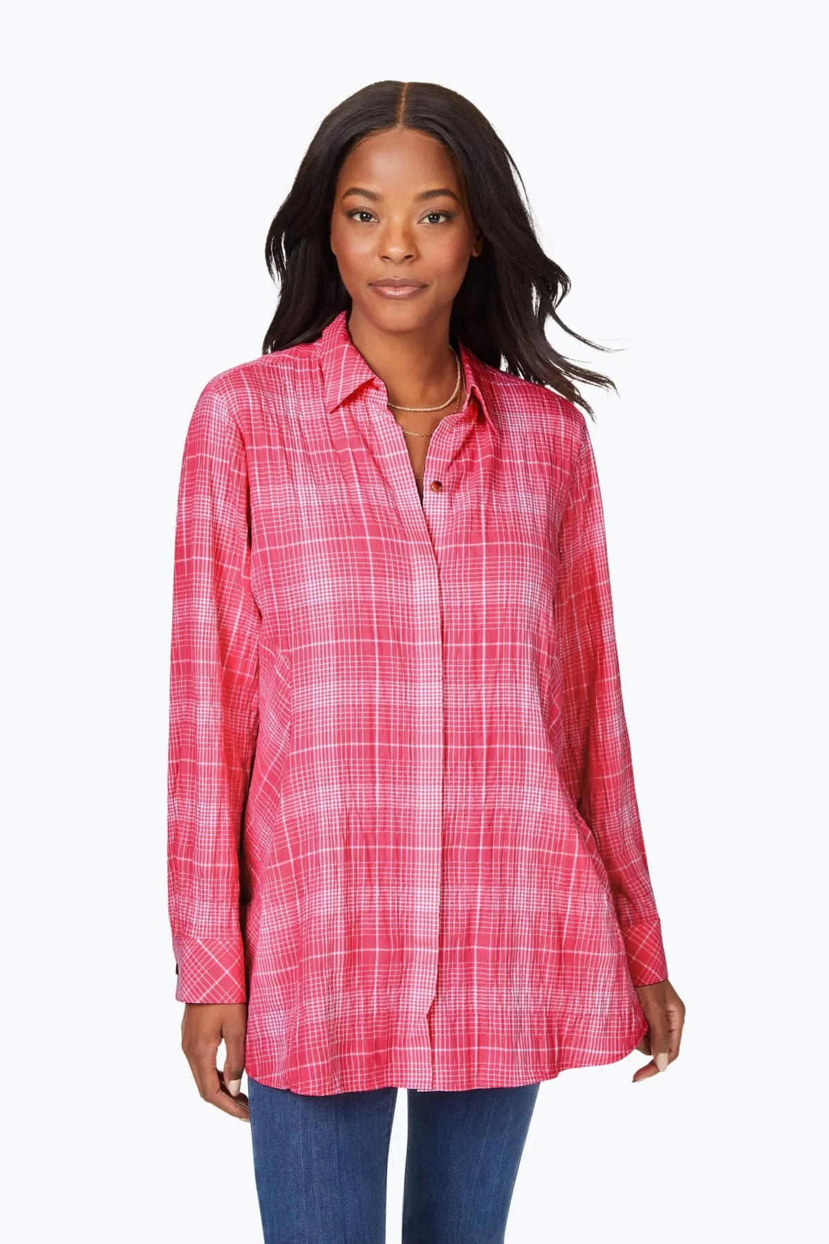 Cici Long Sleeve Plaid Perfection Tunic