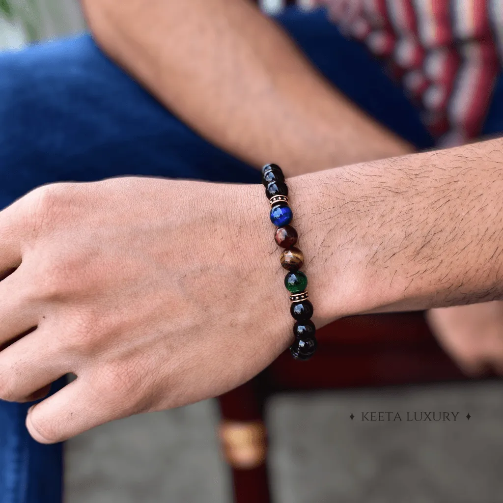 Colorist - Mix Tiger Eye and Onyx Bead Bracelet