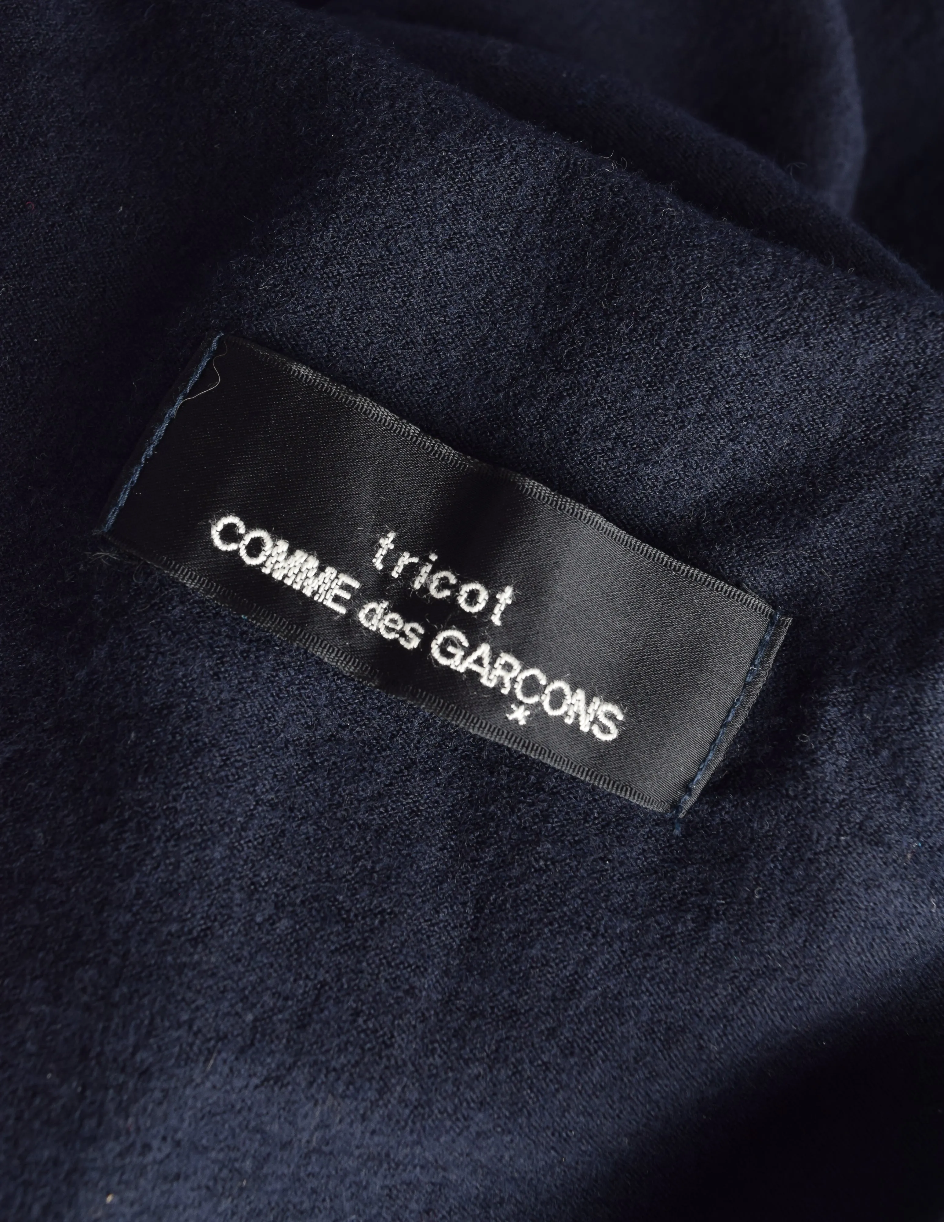 Comme des Garcons Tricot Vintage Navy Blue White Dot Conceptual Knit Wool Dress