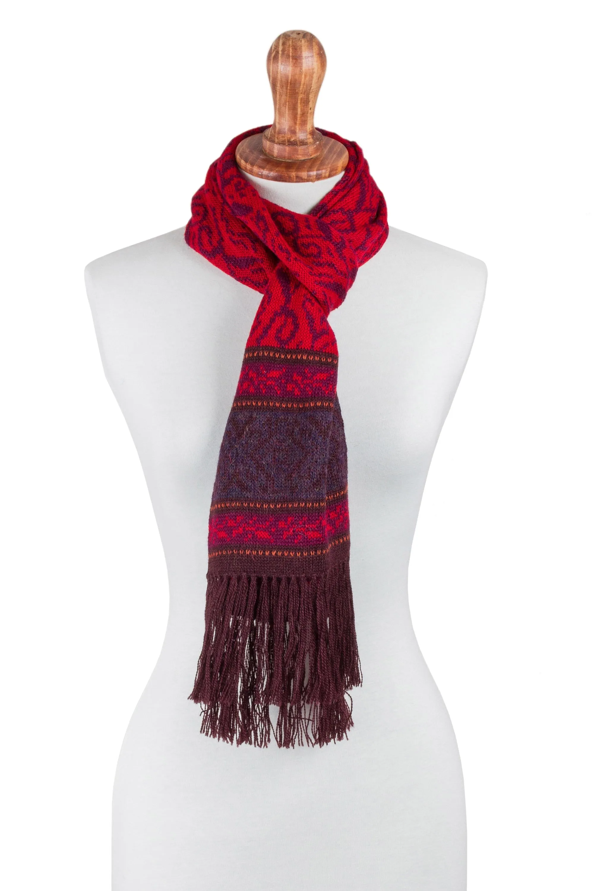 Crimson Andes Purple & Red Alpaca Blend Scarf