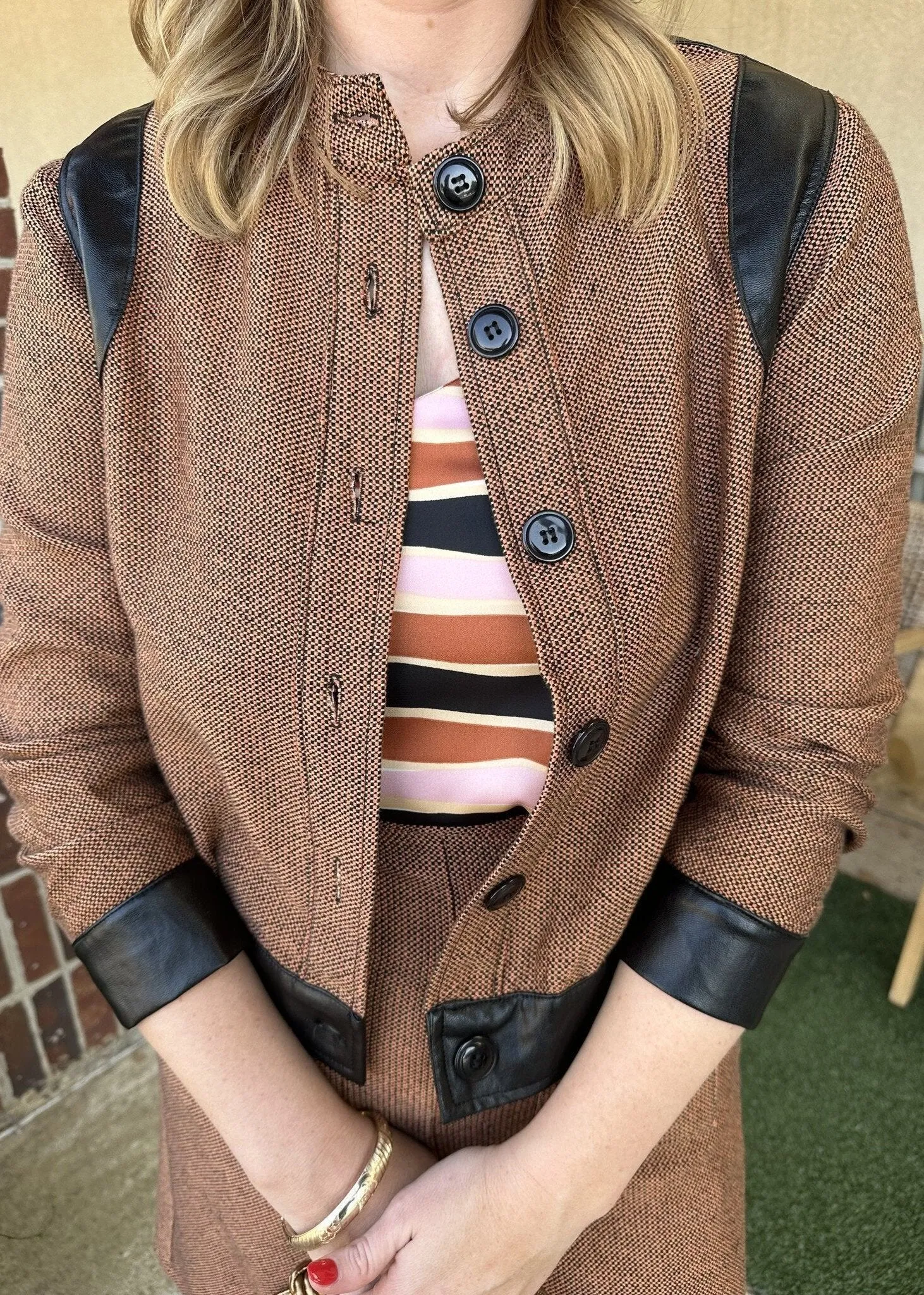 Crop Jacket Tweed & Black Faux Leather (M. Shreveport Collab)