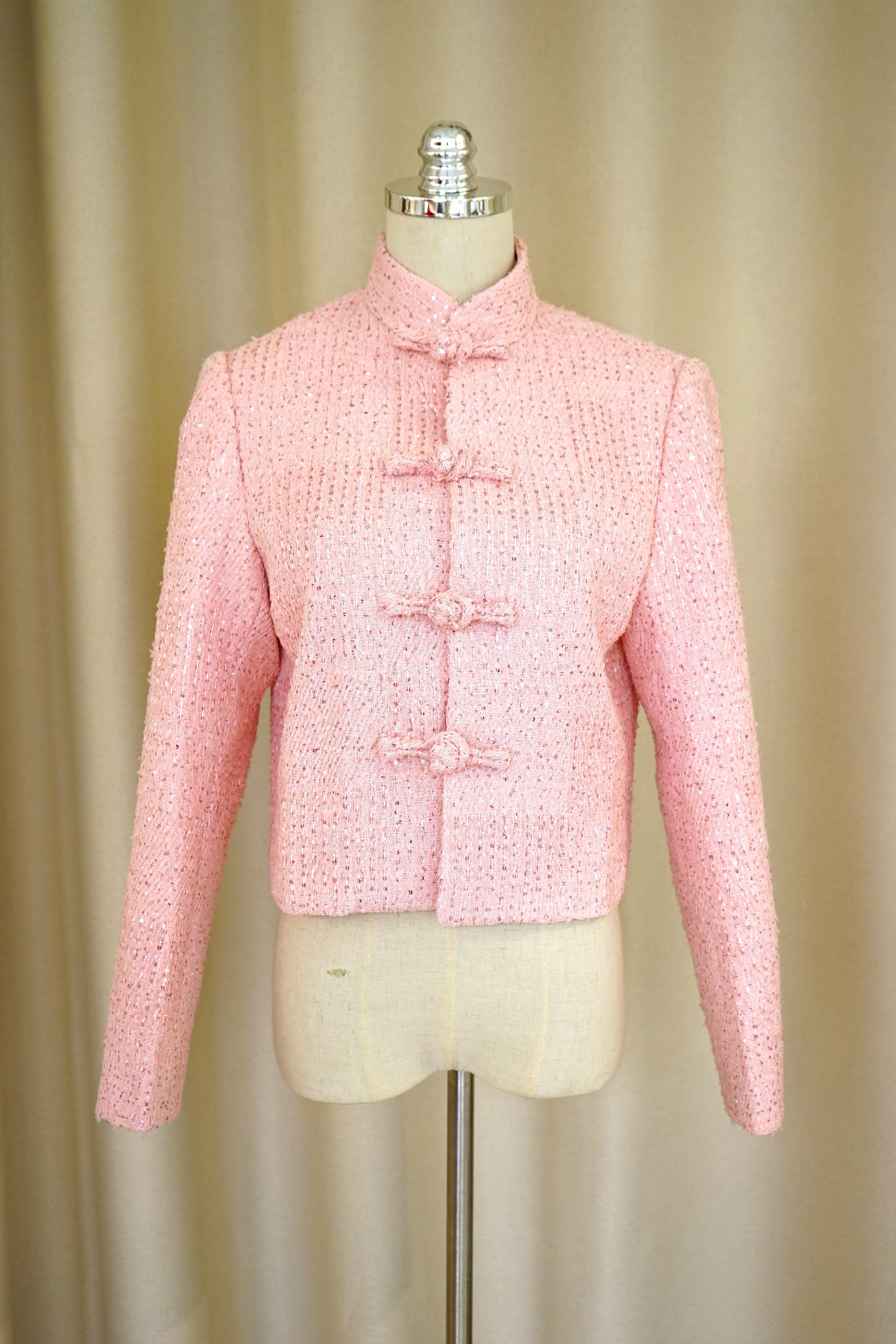 Cropped Tweed Tang Jacket (Dusty Rose)