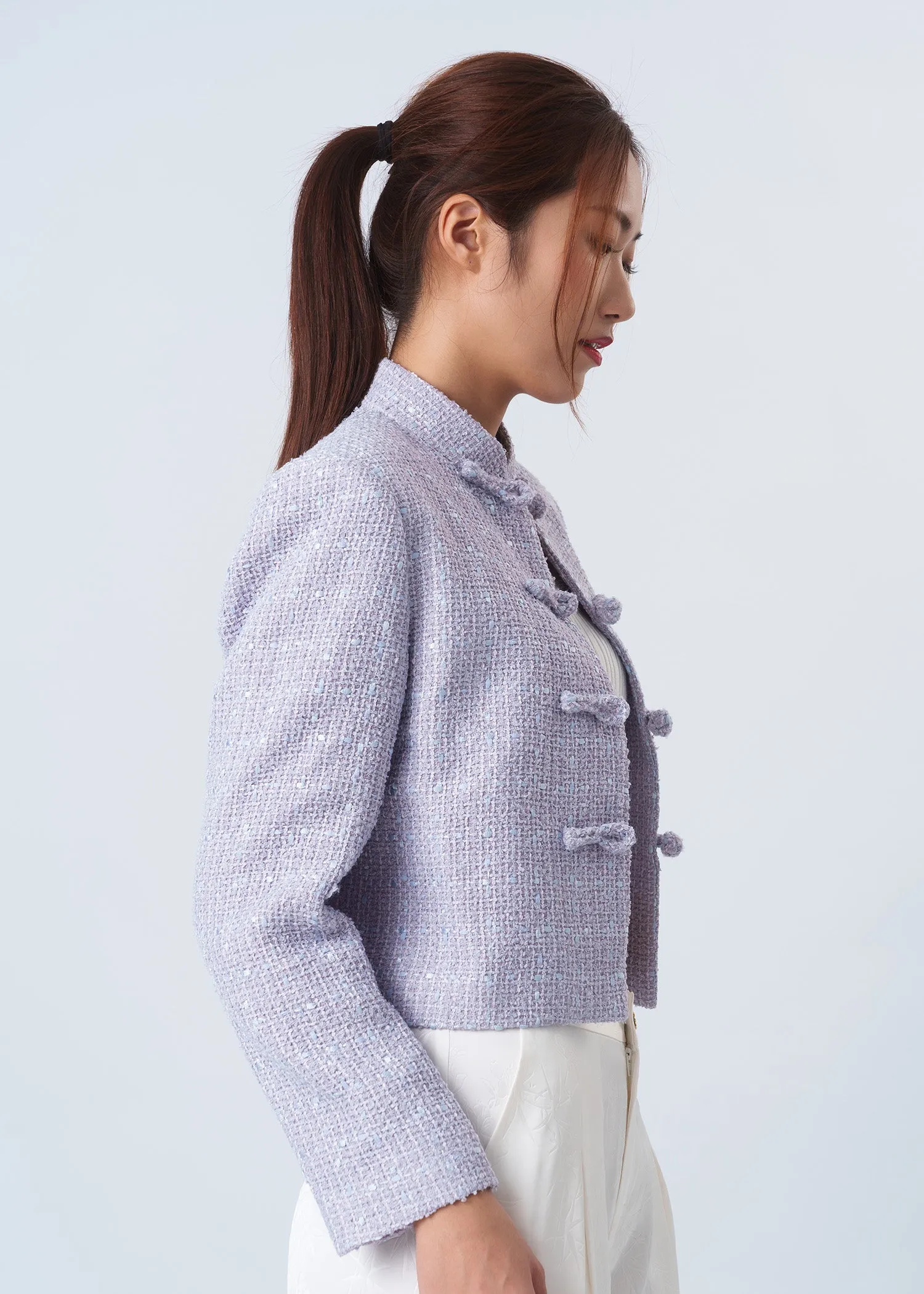 Cropped Tweed Tang Jacket (Lilac)