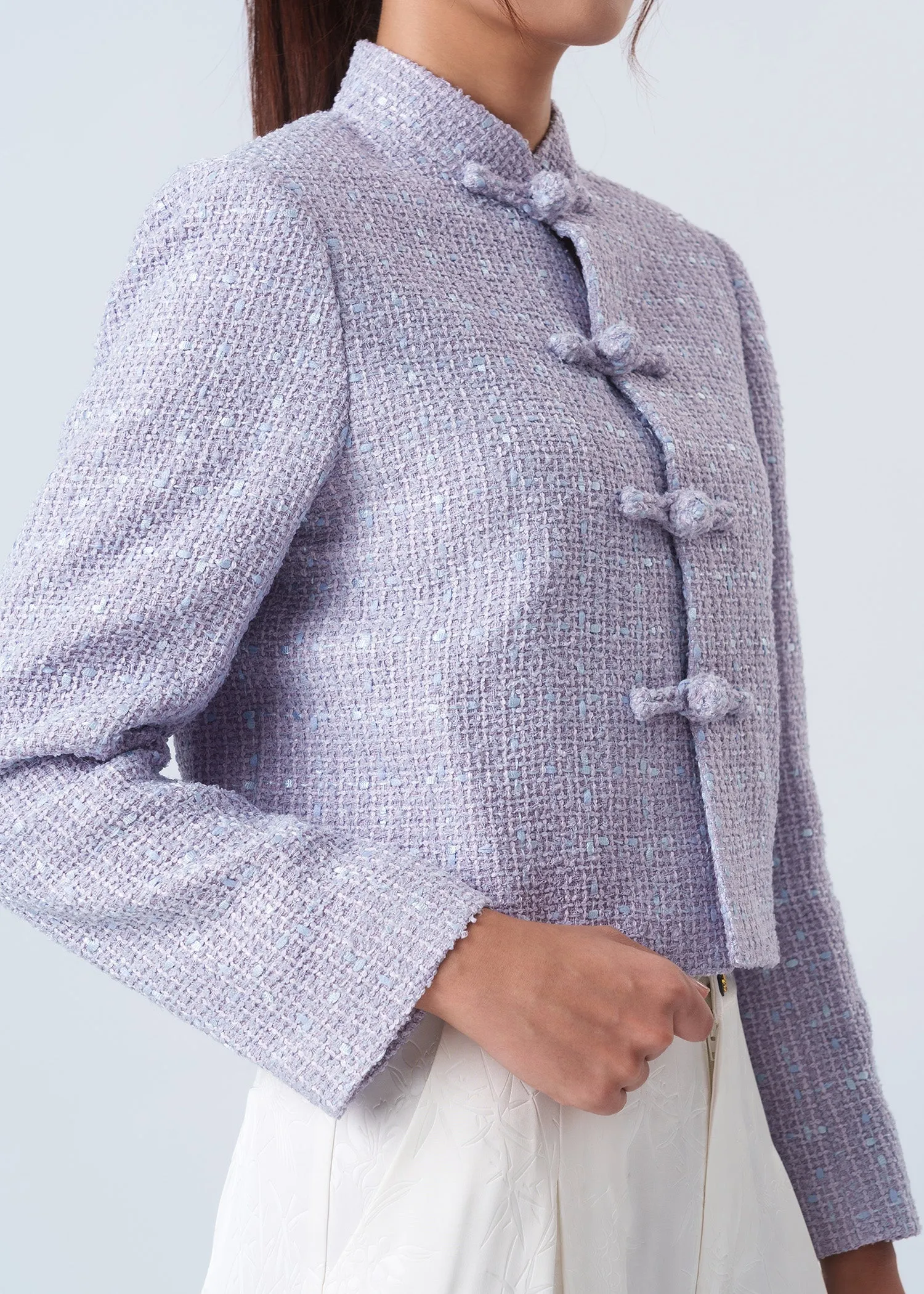 Cropped Tweed Tang Jacket (Lilac)