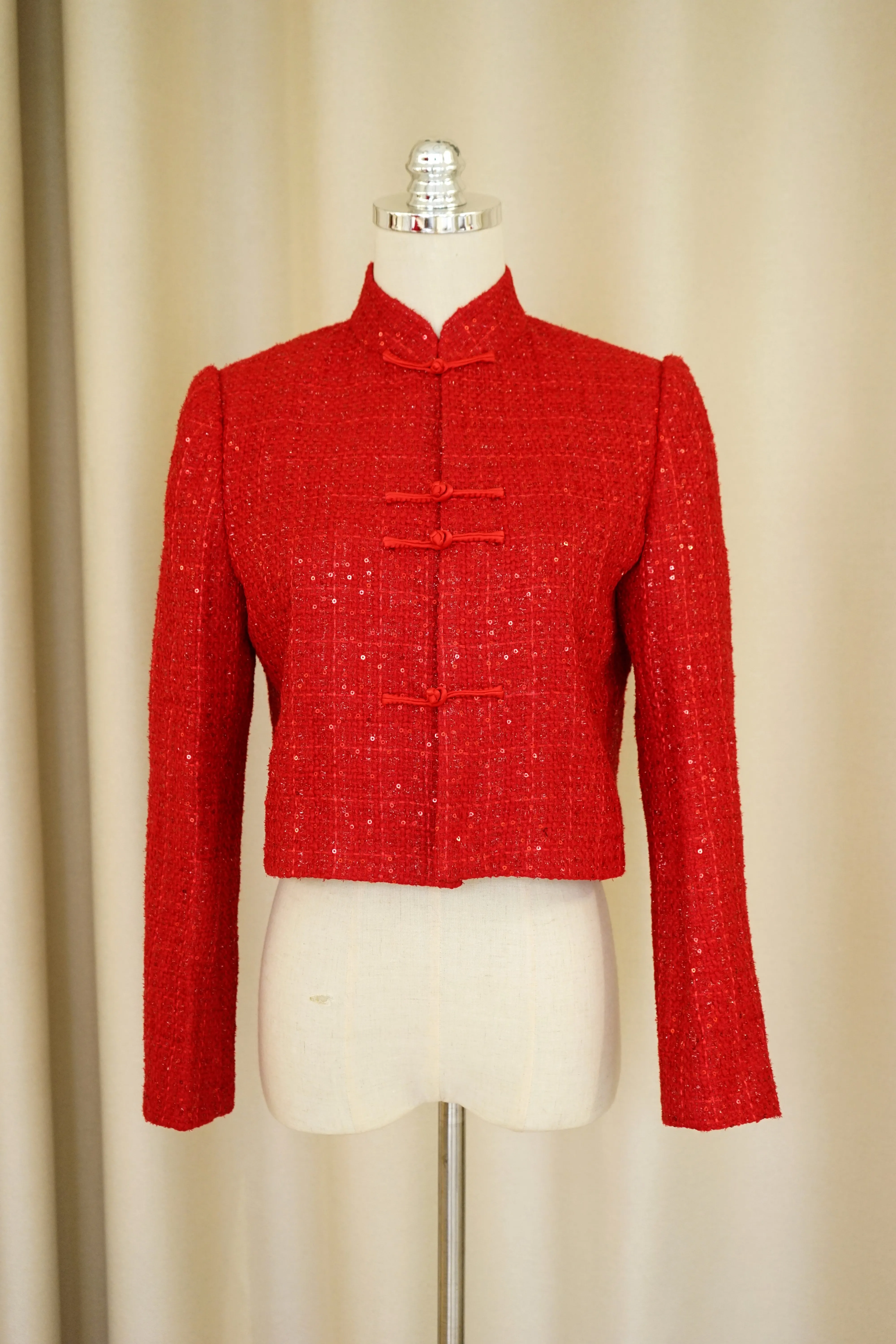 Cropped Tweed Tang Jacket (Red)