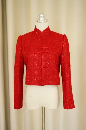 Cropped Tweed Tang Jacket (Red)