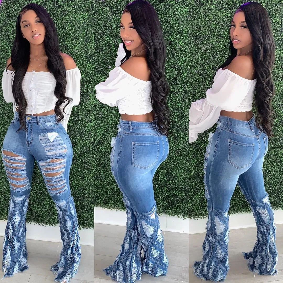 Curvy Chic High-Waisted Bell-Bottom Jeans