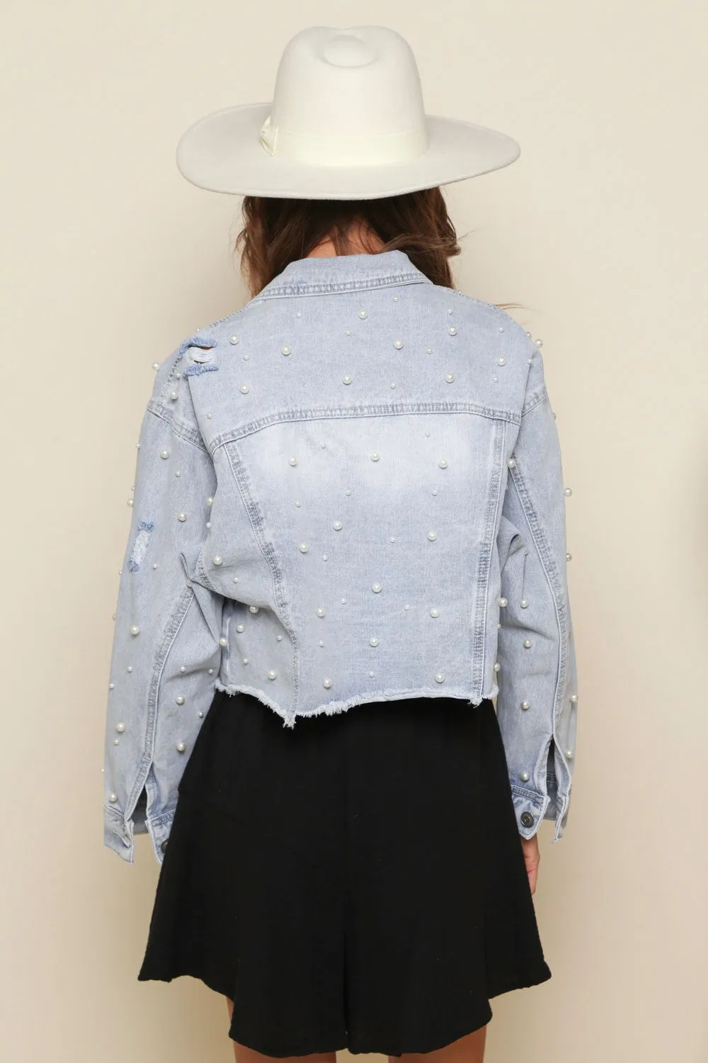 Custom Scattered Pearl Denim Jacket