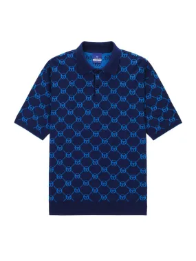 Daily Monogram Knit Polo- Navy