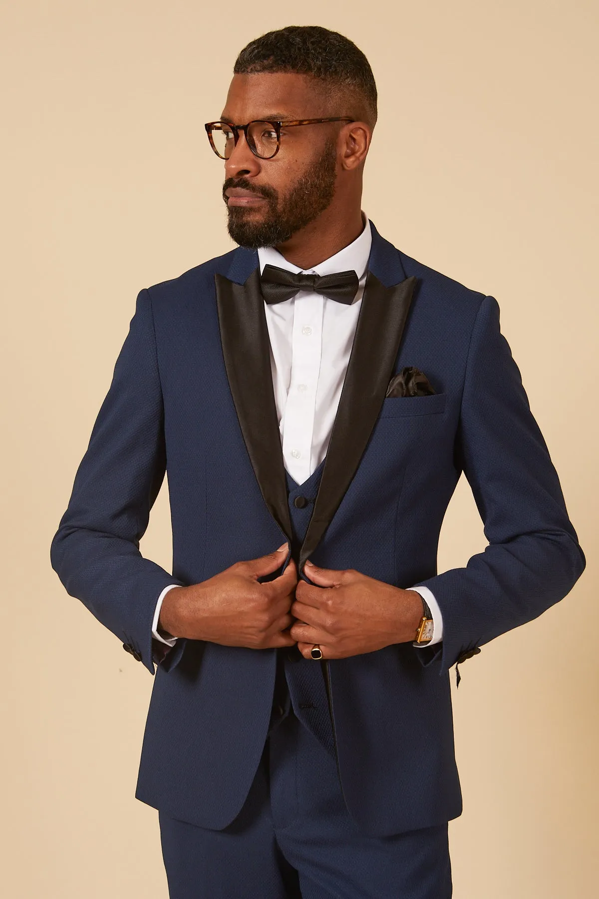 DALTON - Royal Blue Tux Lapel Diamond Three Piece Suit